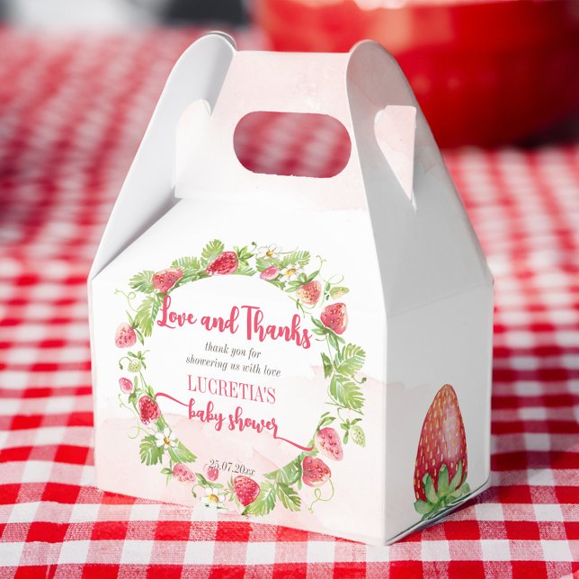 Strawberry Beerry Swery Baby Dusche Danke Geschenkschachtel (Strawberry berry sweet baby shower thank you favor box strawberry themed baby shower favor box)