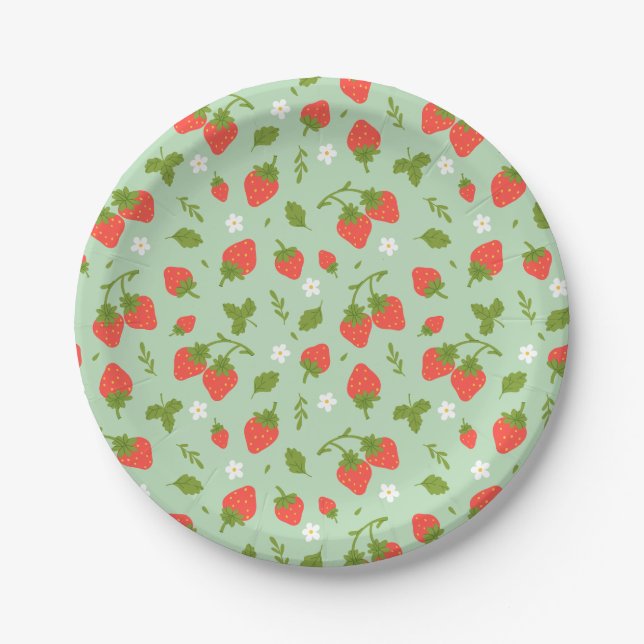 Strawberry Berry Birthday Party Pappteller (Vorderseite)