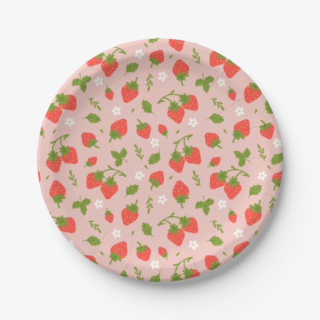 Strawberry Berry Birthday Party Pappteller (Vorderseite)