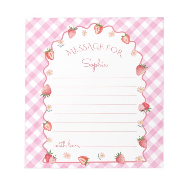 Strawberry Berry Birthday Time Capsule Message Notizblock (Vorderseite)