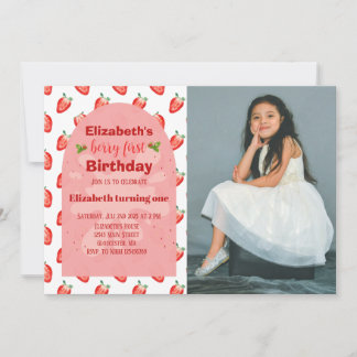 Strawberry Berry Erster Geburtstag Einladung