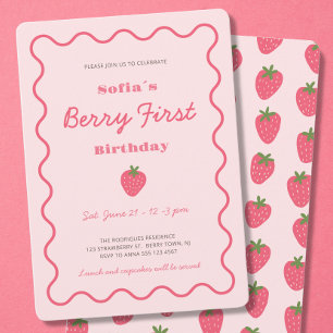 Strawberry Berry Erster Geburtstag Einladung