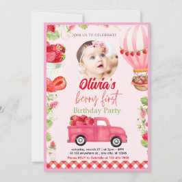 Strawberry Berry Erster Geburtstag Einladung