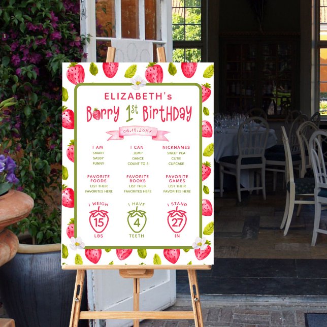 Strawberry Berry Erster Geburtstag Meilensteine Poster (Von Creator hochgeladen)