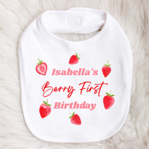 Strawberry Berry Erster Geburtstag Rot und Rosa Babylätzchen