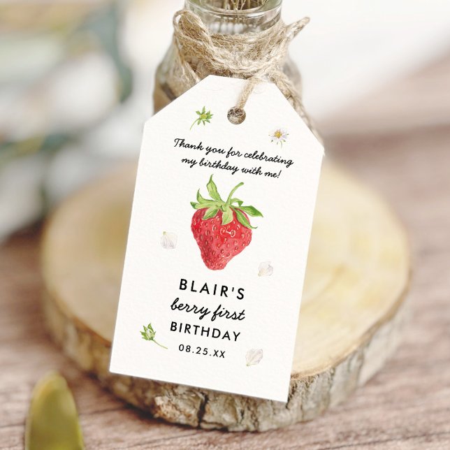 Strawberry Berry Erster Geburtstag Vielen Dank Geschenkanhänger (Von Creator hochgeladen)