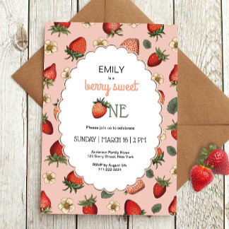Strawberry Berry Erster Geburtstag Vintag Einladung