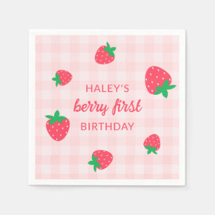 Strawberry Berry Erster Niedlicher Baby Pink Gebur Serviette