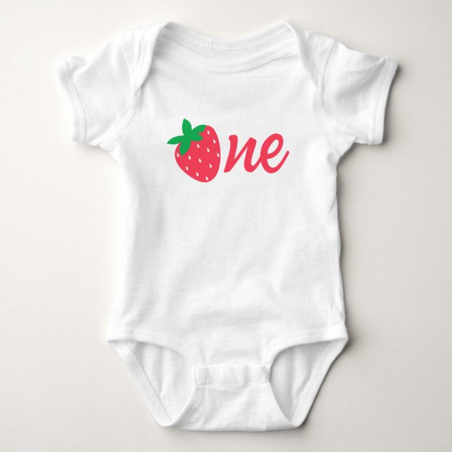 Strawberry Berry First 1. Baby Geburtstag Strampler (Vorderseite)