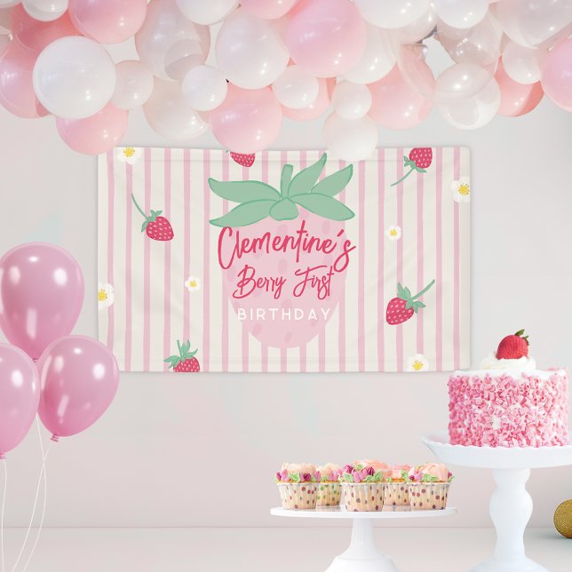Strawberry Berry First Birthday Banner (Von Creator hochgeladen)