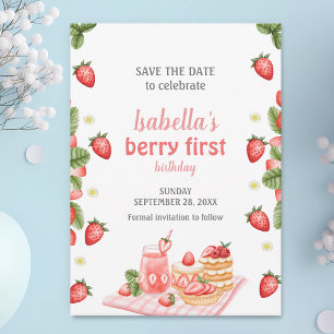 Strawberry Berry First Birthday Berry Weet Save The Date