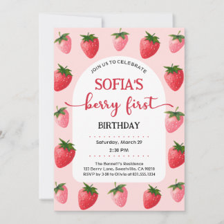 Strawberry Berry First Birthday Einladung