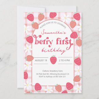 Strawberry Berry First Birthday Einladung