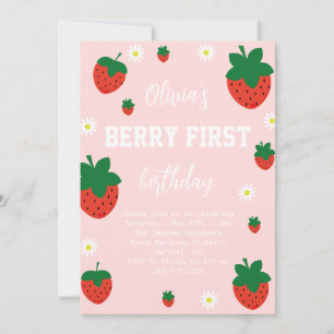 Strawberry Berry First Birthday Einladung