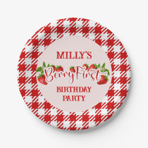 Strawberry Berry First Birthday Paper Plate Pappteller