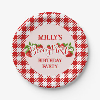 Strawberry Berry First Birthday Paper Plate Pappteller
