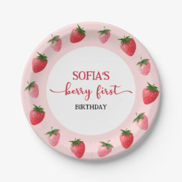 Strawberry Berry First Birthday Pappteller