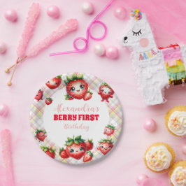 Strawberry Berry First Birthday Pappteller