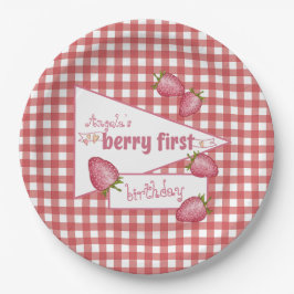 Strawberry Berry First Birthday Pappteller
