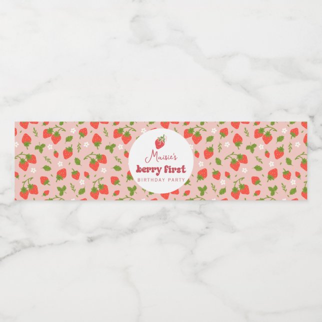 Strawberry Berry First Birthday Party (Einzelnes Label)
