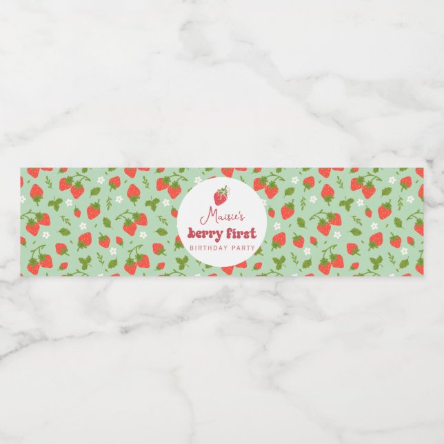 Strawberry Berry First Birthday Party (Einzelnes Label)