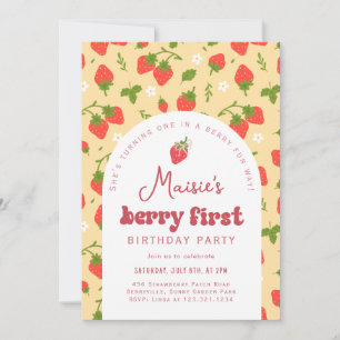 Strawberry Berry First Birthday Party Einladung