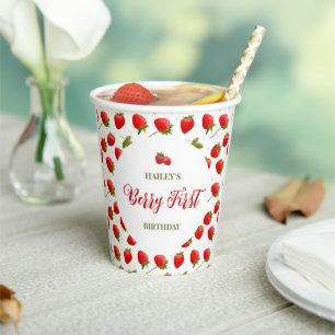 Strawberry Berry First Birthday Party Pappbecher