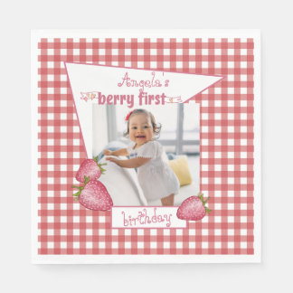 Strawberry Berry First Birthday Serviette