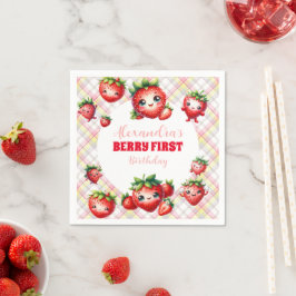 Strawberry Berry First Birthday Serviette