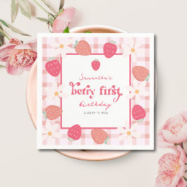 Strawberry Berry First Birthday Serviette