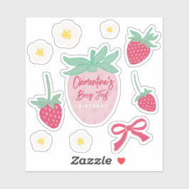 Strawberry Berry First Birthday Stickers Aufkleber