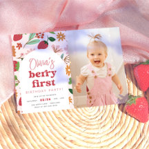 Strawberry Berry First Foto Geburtstagsparty