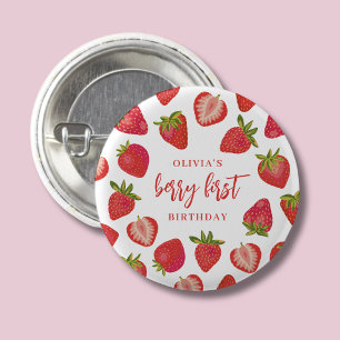 Strawberry Berry First Girls Personalisiert Geburt Button