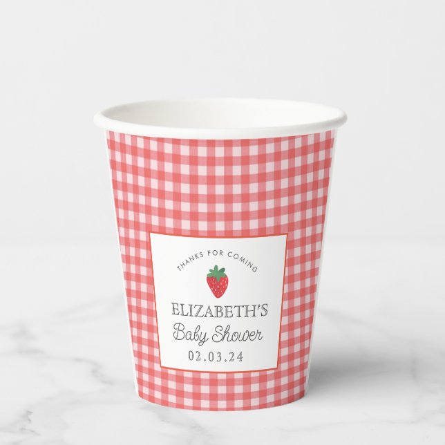 Strawberry Berry First Picnic Baby Dusche Pappbecher (Vorderseite)