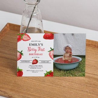 Strawberry Berry Girl Erster Geburtstag| Berry Swe Einladung