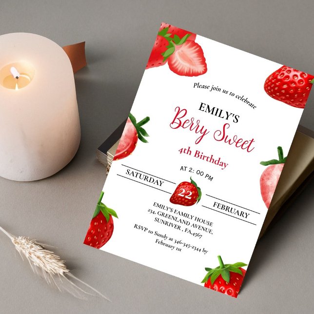 Strawberry Berry Girl zum Geburtstag| Berry Sweet Einladung (Von Creator hochgeladen)