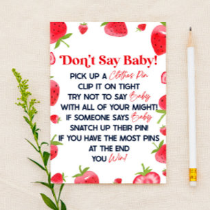 Strawberry Berry Say Baby Shower Game nicht Briefpapier