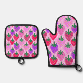 STRAWBERRY BERRY SPECIIAL OVEN MIT OFENHANDSCHUH & Topflappen-Set