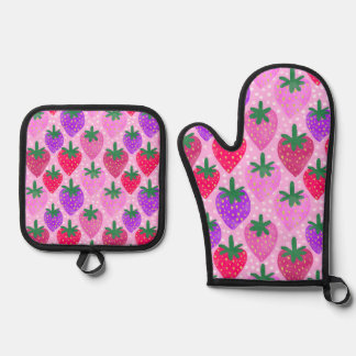 STRAWBERRY BERRY SPECIIAL OVEN MIT OFENHANDSCHUH & Topflappen-Set