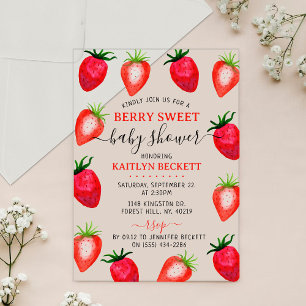 Strawberry Berry Sweet Baby Dusche Acryleinladungen