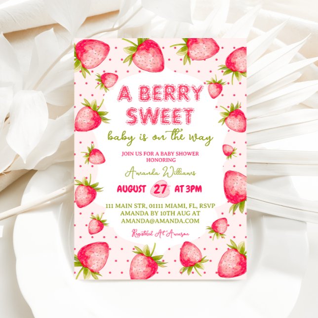 Strawberry Berry Sweet Baby Dusche Einladung (Von Creator hochgeladen)