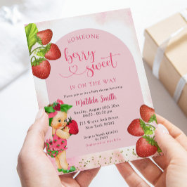 Strawberry Berry Sweet Baby Shower Blonde Girl Einladung