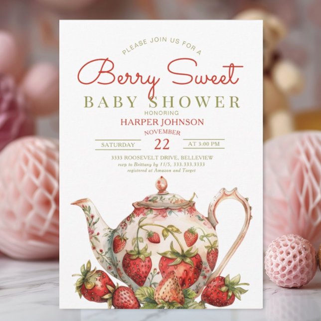 Strawberry Berry Sweet Baby Shower Einladung (Von Creator hochgeladen)