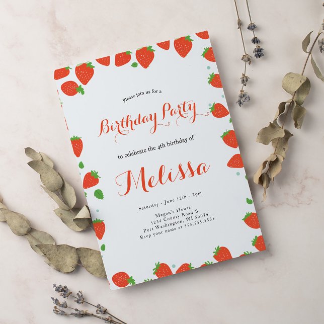 Strawberry Berry Sweet Birthday Einladung (Von Creator hochgeladen)