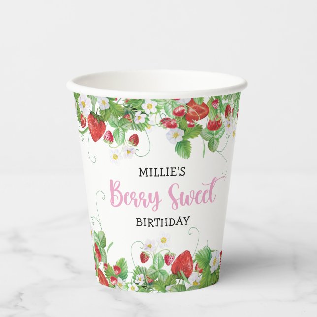 Strawberry Berry Sweet Birthday Pappbecher (Vorderseite)