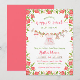Strawberry Berry Sweet Clothesline Baby Dusche Einladung