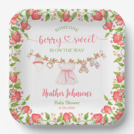 Strawberry Berry Sweet Clothesline Baby Dusche Pappteller