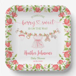 Strawberry Berry Sweet Clothesline Baby Dusche Pappteller