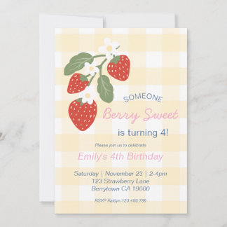 Strawberry Berry Sweet Country Frühling Geburtstag Einladung