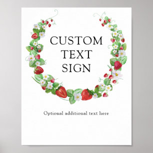 Strawberry Berry Sweet Custom Text Baby Shooter Poster